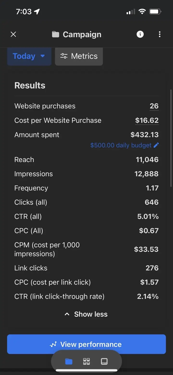 Mobile Ads Manager: $16.62 cost per website purchase